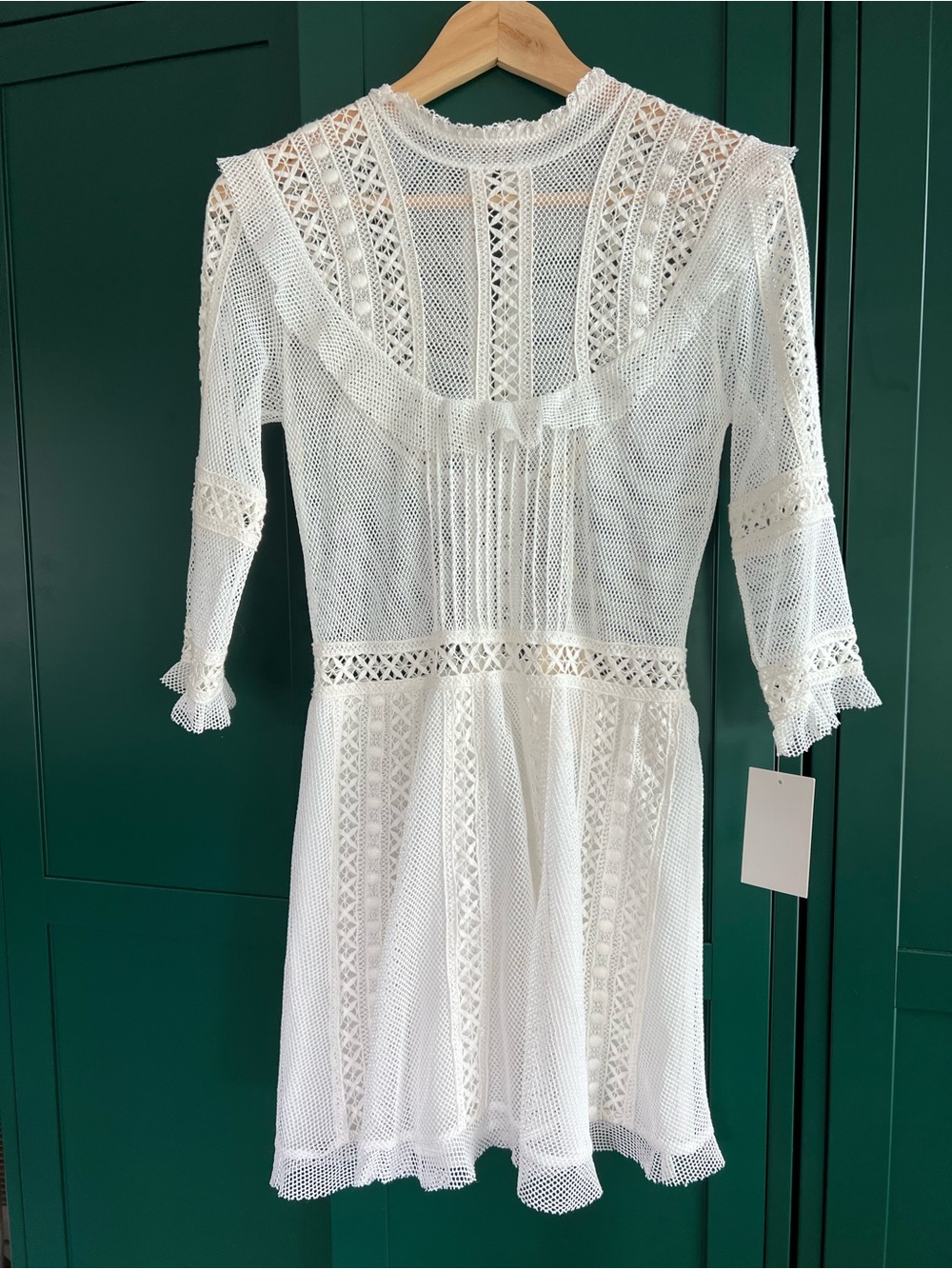 NWT For Love & Lemons Victorian Tulle Mini Dress in White Edwardian Small - Picture 3 of 8